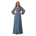 Long Sleeve Chiffon A-Line Empire Waist Formal Dress